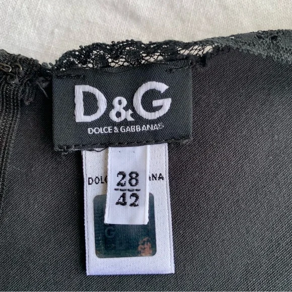 Vintage Dolce & Gabbana Lace Silky Trim Sleeveless Dress Black 90s Y2K - Picture 6 of 11